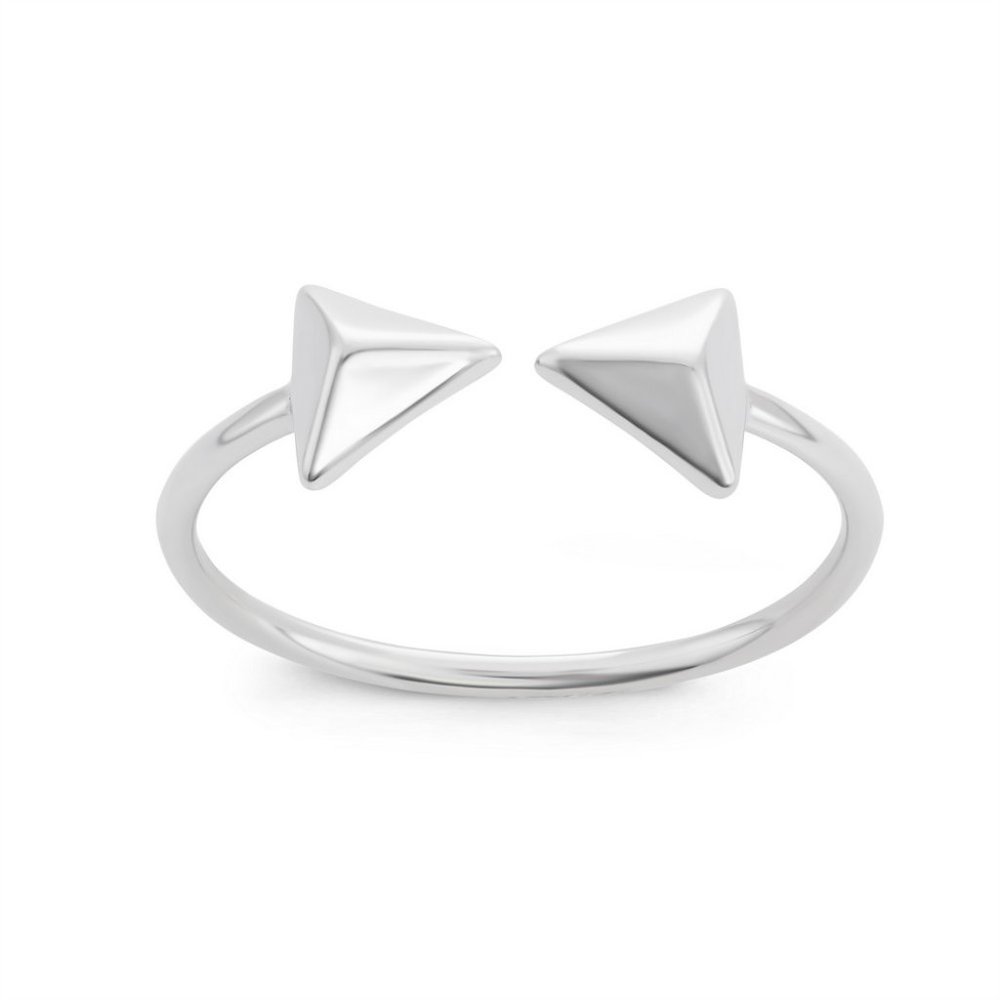 Sterling Silver Small Shiny Double Arrow Ring